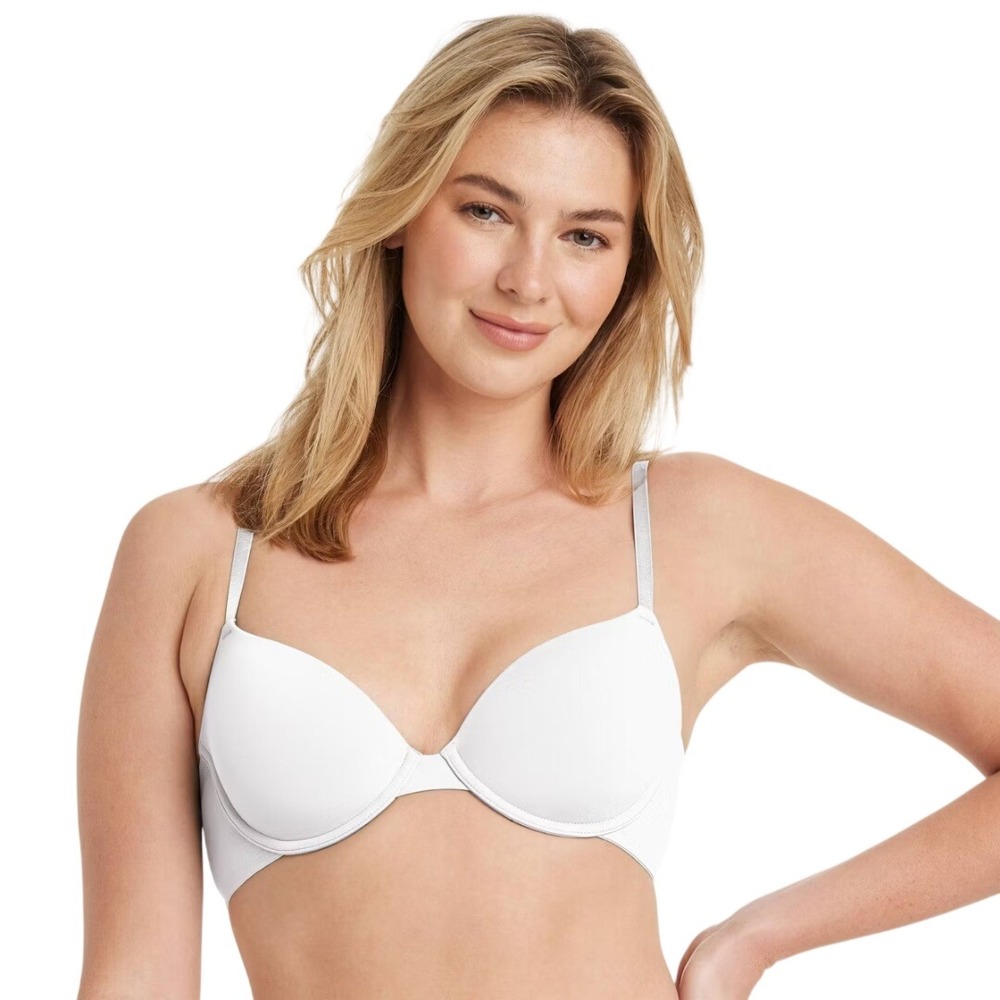 Auden Women's White Smooth Lightly Lined Comfort Wire T-Shirt Bra Size 38B